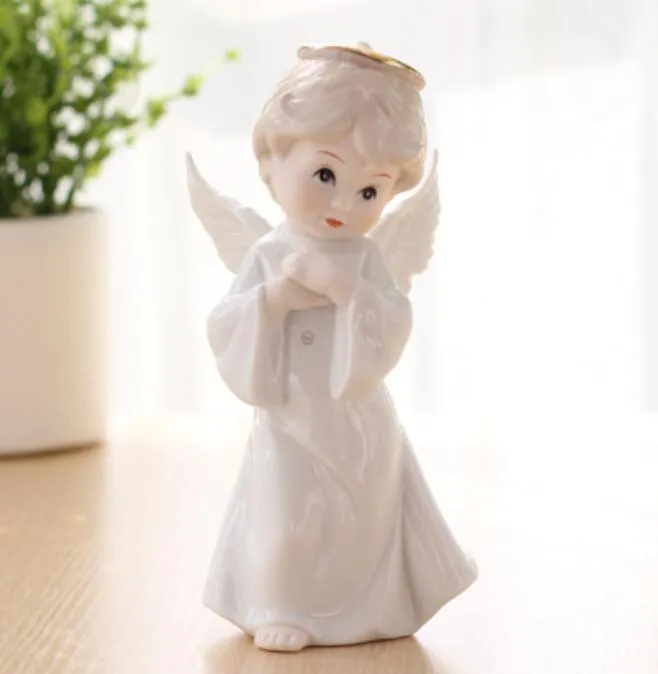 White Ceramic Figurines To Paint Angel Boy Toy Figurines Home Decor
