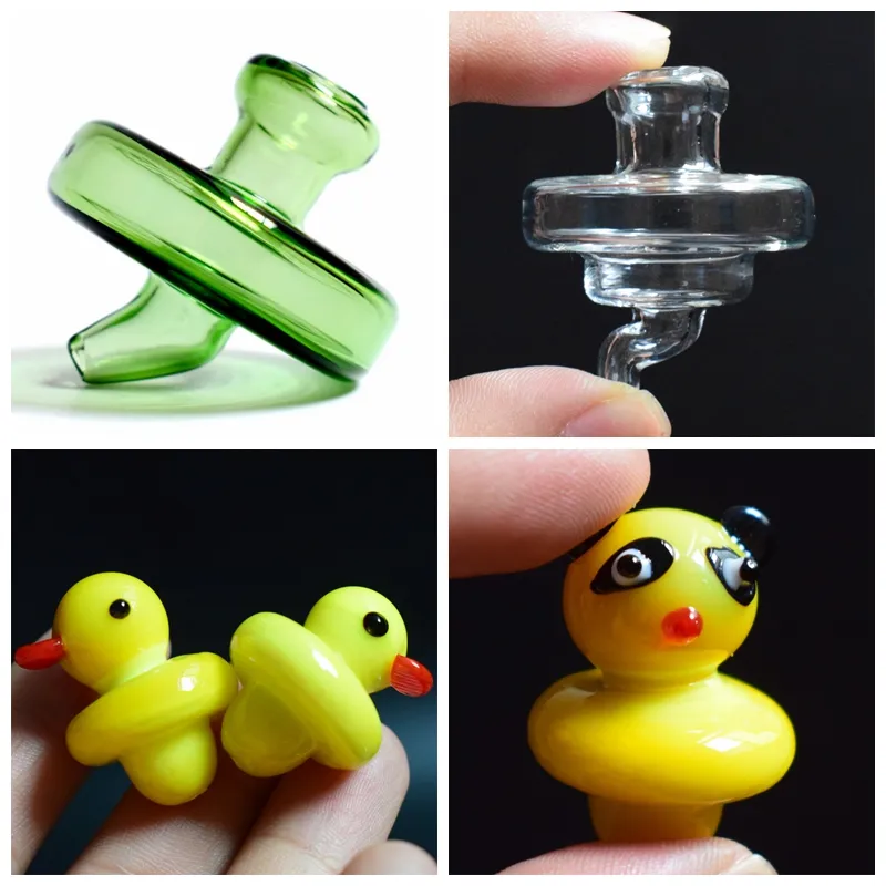 DHL Vetro colorato UFO Bubble Carb Cap Panda Duck Carb Cap Style Dome per Quartz Banger Nail Dabber Bong in vetro Dab Oil Rigs