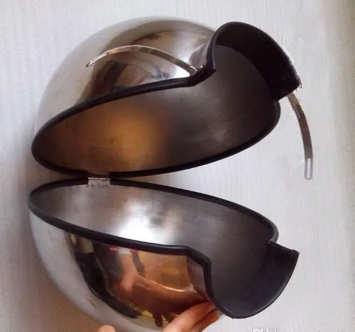 2018 BDSM Sm Sex Toys Bondage Game Luxury Stainless Steel Slave Helmet Closed Lron Locking Collar Mirror Polished Neck Rin7114433