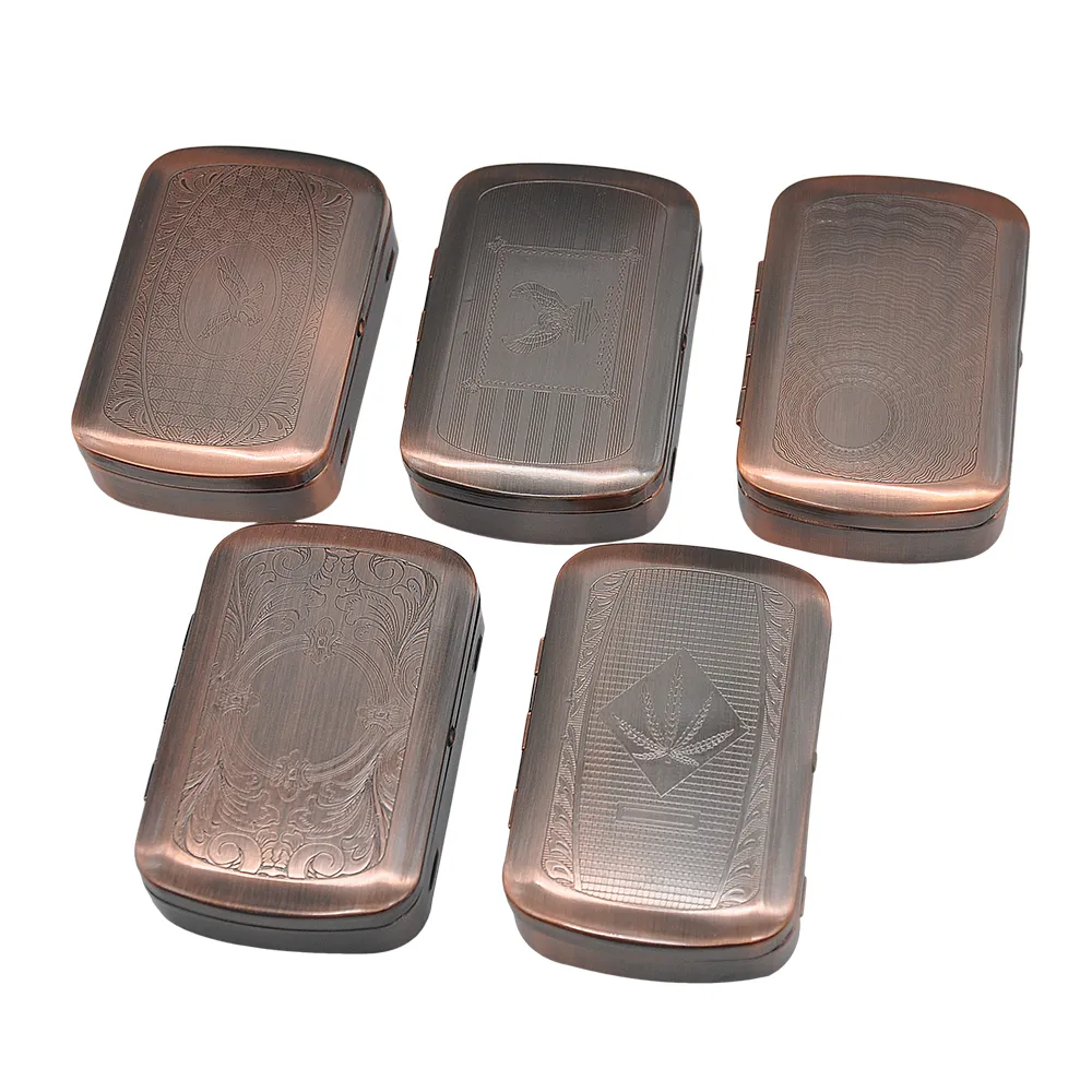 HONEYPUFF Metal Smoking Tobacco Box Pocket Size (85mm*55mm) Cigarettes Case Storage Mix Pattern Grinder Pipe Wholesale