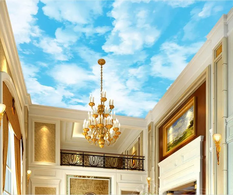 3d ceiling wallpaper stereoscopic custom Sky landscape art living room 3d ceiling wallpaper 3d european