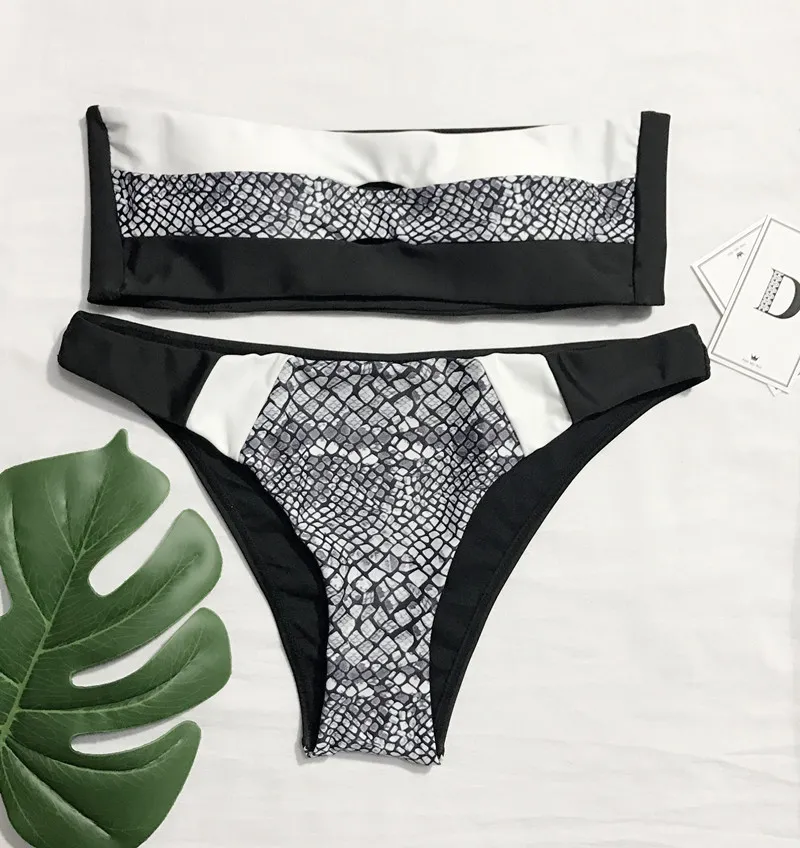 Lato Push Up Nowy Styl Damski Bikini Zestaw Seksowna Crop Top Kitnitur Kąpielowy Biały Stringi Swimwear Lattice Drukowanie Swimsuit