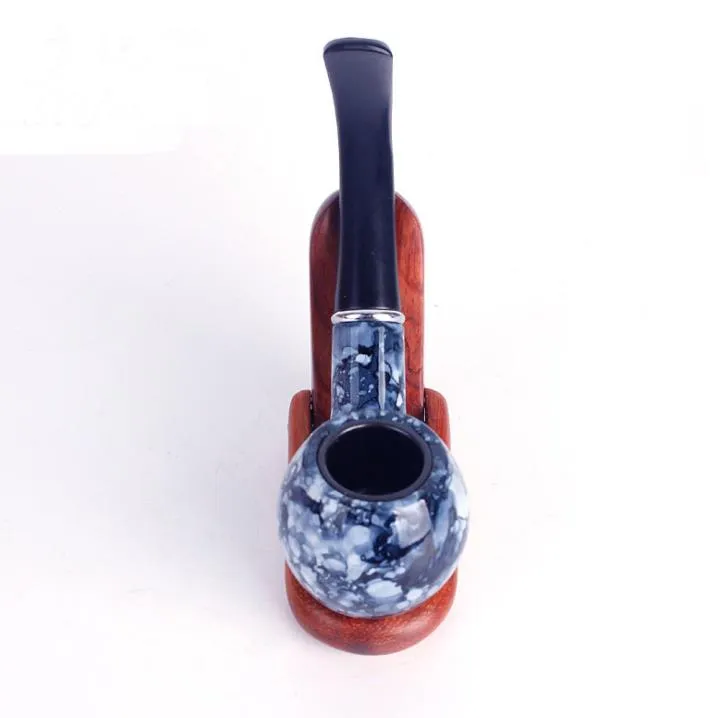 Imitation ceramic solid wood pipe creative men's introduction portable filter bending cigarette accessories