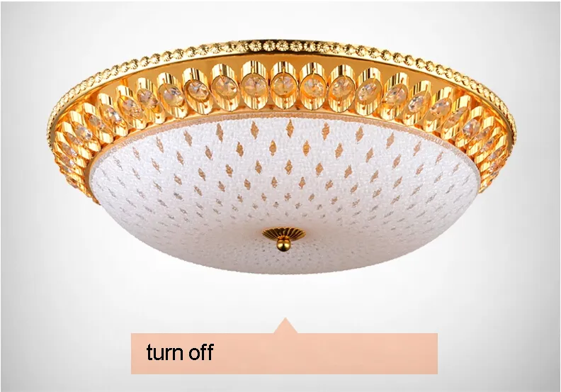 미국 현대식 크리스탈 천장 램프 LED 금 크리스탈 천장 조명 조정 유럽 로맨틱 한 둥근 침대 거실 홈 실내 조명