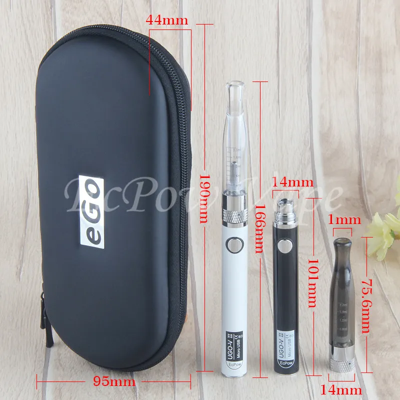 Double UGO-VII H2 Vape Pens 650 900 mah UGO Batteries 2.0ml Atomiseurs Chargeur Micro USB Flacon vide goutte à goutte Ecigarette Vapes Étui de voyage