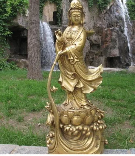 Tibet Tibetano Budista Bronze Dripping Guanyin vaso Bodhisattva estátua de buda