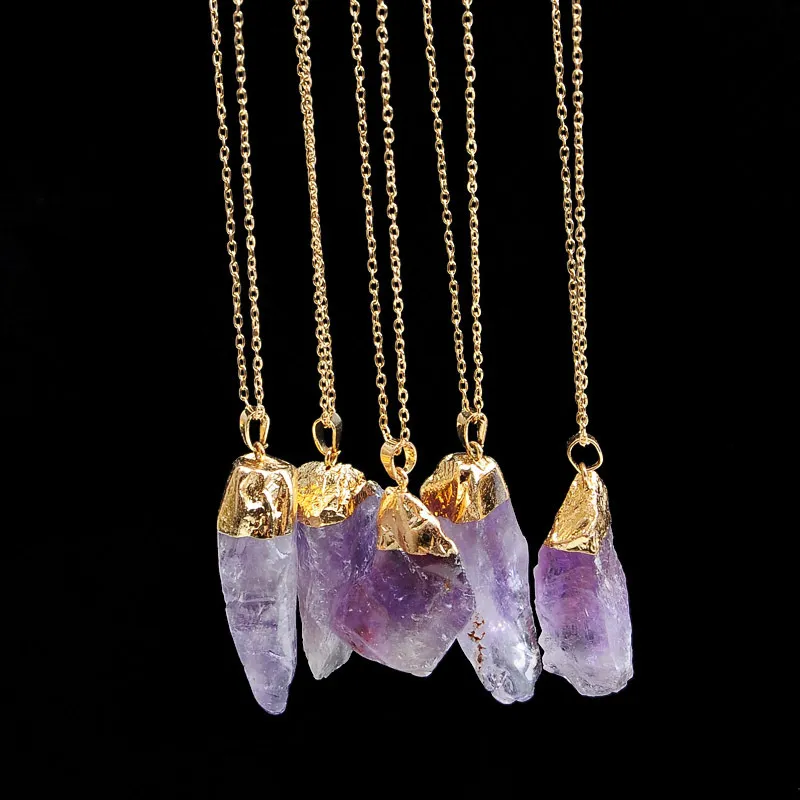 Cristal brut irrégulier naturel pendentif Unique Long collier bijoux faits à la main pull chaîne colliers Kimter-H189F Z