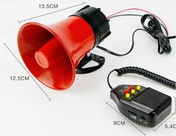 30W car siren motorcycle alarm Amplifiers speaker horn tweeter with microphonesiren+fire+alarm+record+play function