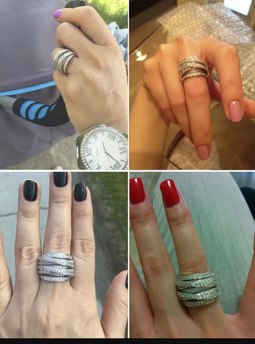 choucong 크로스 쥬얼리 여성 약혼 반지 포장 다이아몬드 화이트 골드 웨딩 밴드 여성을위한 반지를 채웠다