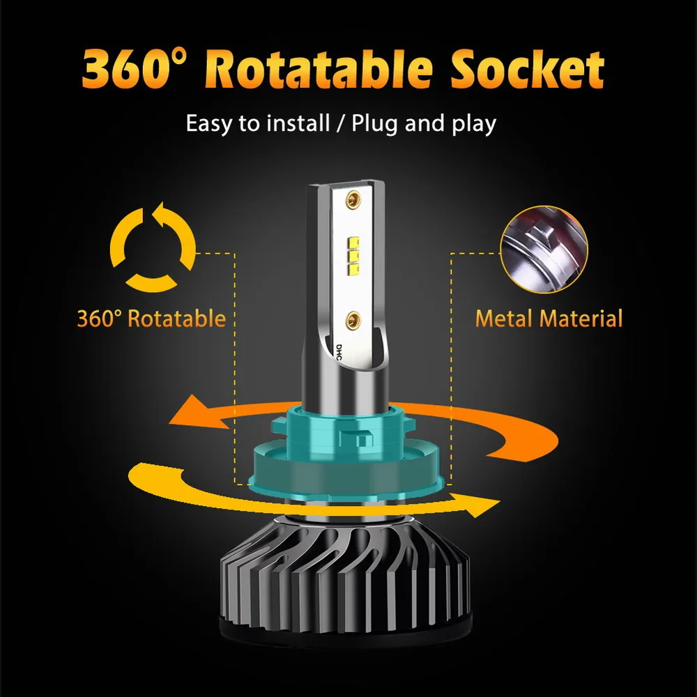 Bevinsee Z26 H1 H4 H7 H8 H11 9005 9006 LED Headlight Bulbs 6000K Canbus Bright E - Foto 6