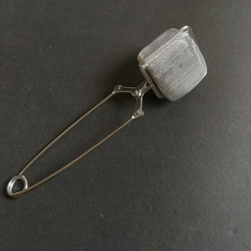 Långt handtag rostfritt stål guldpläterat fyrkantigt mesh te te infuser silit boll te accessory267d