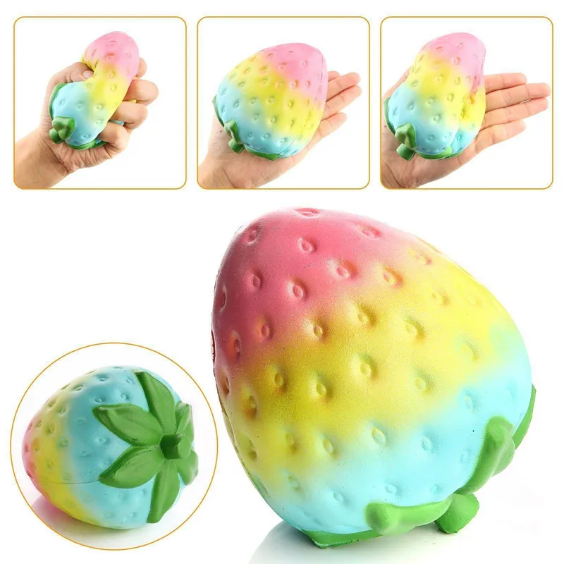 Zabawki dla dzieci 2018 Najnowszy Kawaii Rainbow Truskawka Squishy Slow Powolny Powstanie 11.5 CM Jumbo Cute pachnące kolorowe ciasto chlebowe dzieciak zabawa zabawki