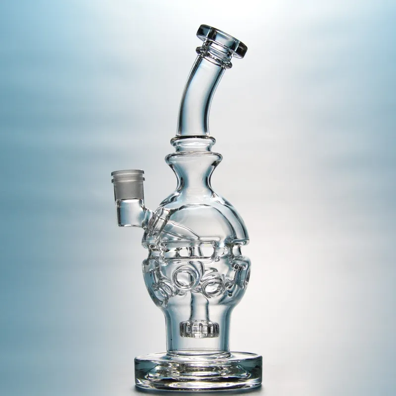 Fab Egg Dab Rig Swiss Perc Bong de vidrio Cabezal de ducha Perc Reciclador Bongs 14 mm Tubería de agua conjunta Recyler Oil Rig MFE01