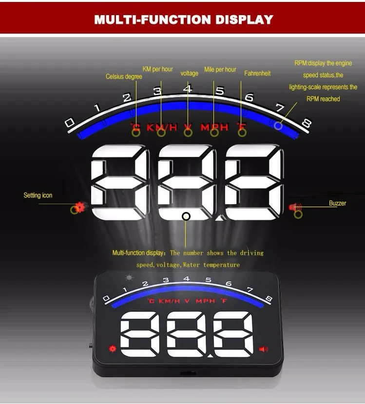 Affichage Du Système Odb2 M10 Hud Odb2 System Universal Vehicle 3,5