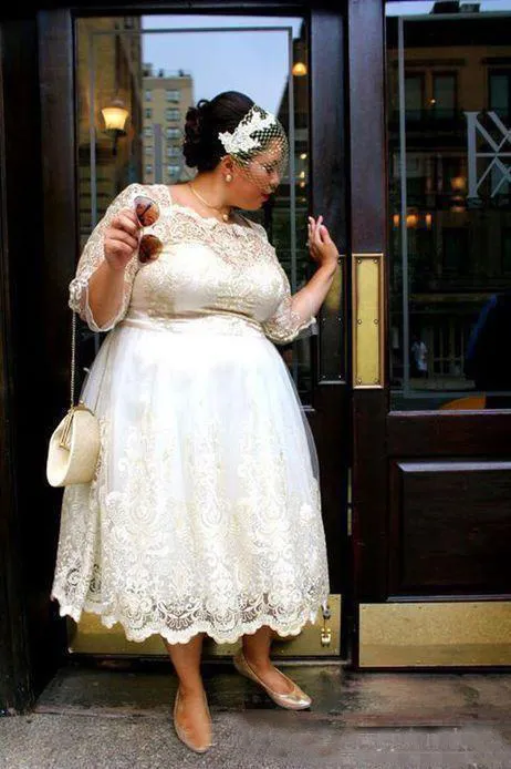 2018 Nouveau 3 4 Manches Longues Robes De Soiree The Longueur Pleine Dentelle Pas Cher Formelle Robe De Soiree De Bal Col Carre Plus La Taille Sur Mesure Du 103 75 DHgate