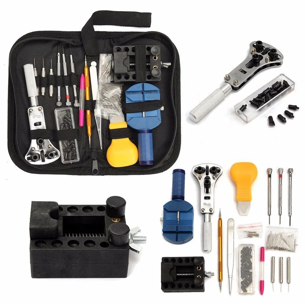 144 pièces ensemble d'outils de montre professionnels pour ouvre-boîtier de montre ensemble d'outils outils de réparation horloge gereedschapset outils à main