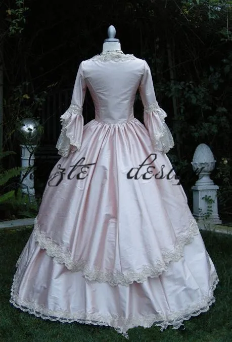 Abito da ballo gotico rosa Vintage Scoop degli anni '20 Scoop Abiti da ballo a maniche lunghe a tutta lunghezza personalizzato il vestito vittoriano lolita gotico bro9738973