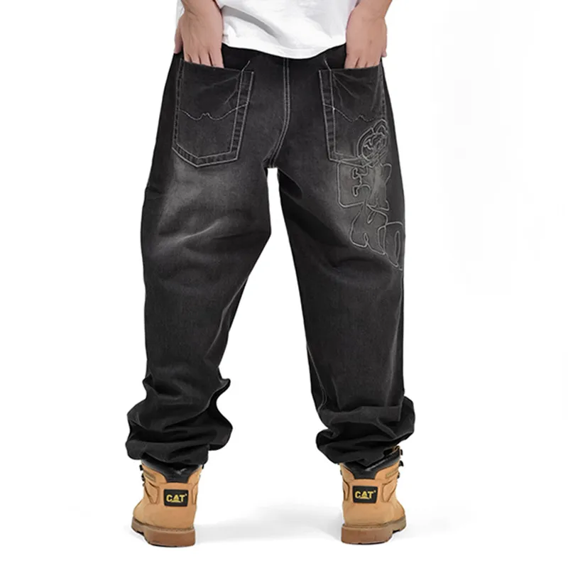 CRAZY Men's Baggy Denim Pants - Hip Hop Loose Fit Jeans With Straight Leg (Size 38) - View #4