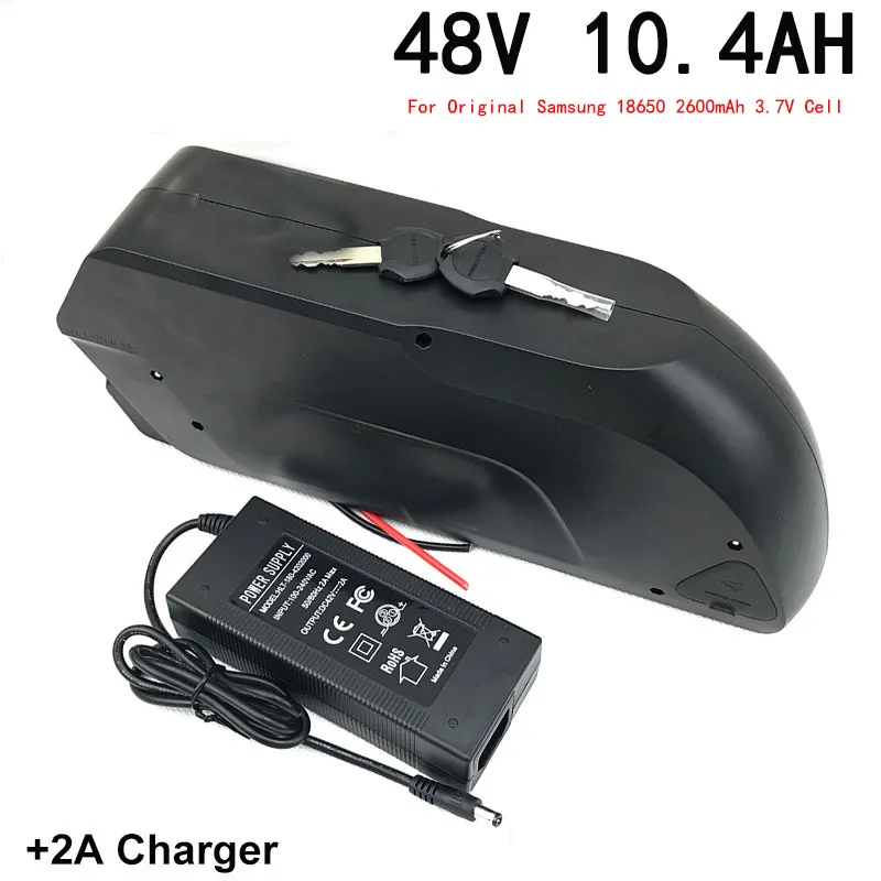 Batterie 48V 10.4Ah pour vélo électrique avec cellule 18650 batterie au Lithium 15A BMS intégrée avec chargeur 2A batterie de vélo électrique 48V