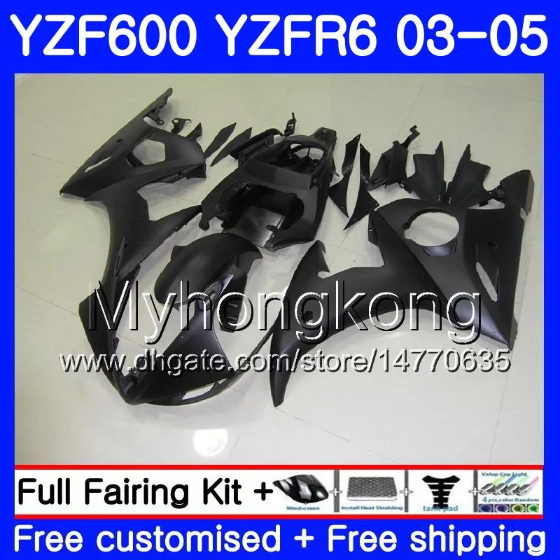 Cuerpo para YAMAHA Stock negro mate YZF600 YZF R6 03 04 05 YZFR6 03 Carrocería 228HM.11 YZF 600 R 6 YZF-600 YZF-R6 2003 2004 2005 Kit de carenados