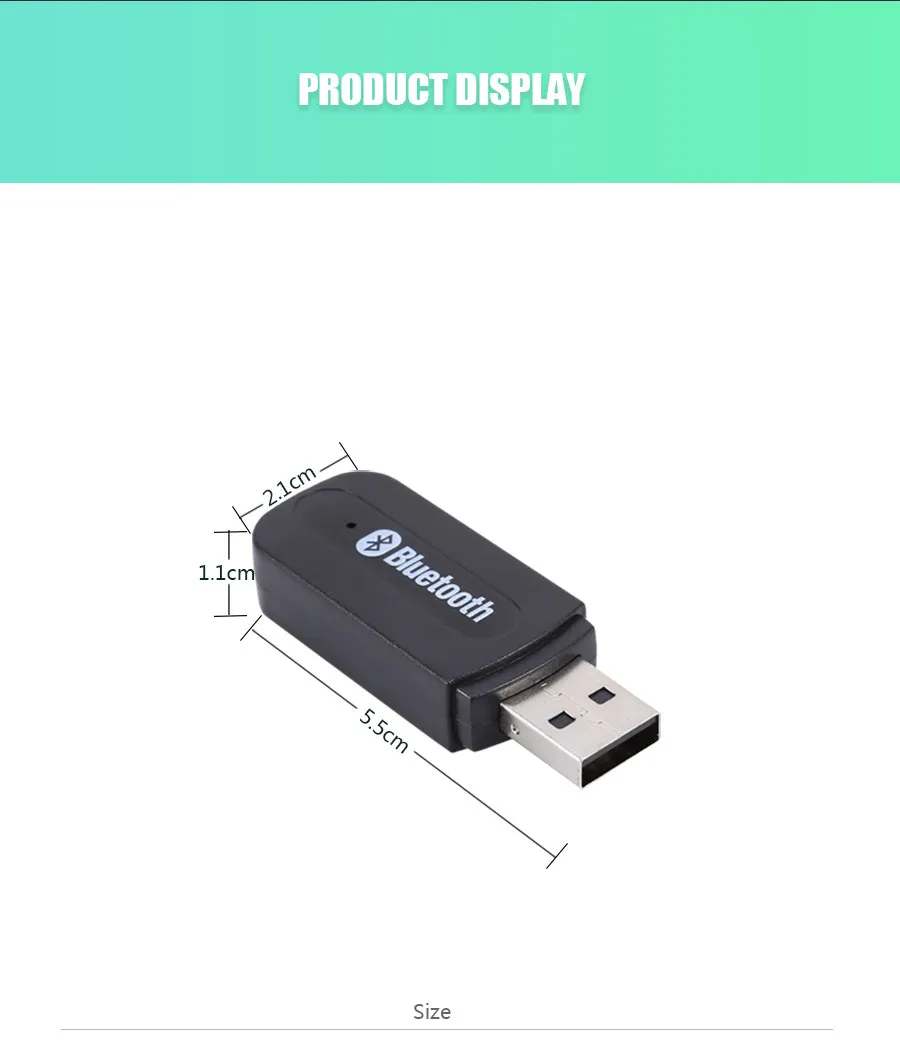 3.5mm Jack USB Wireless Bluetooth Música Audio Receptor Dongle Adaptador para Aux Car PC para Iphone para Samsung IOS / Teléfono Android