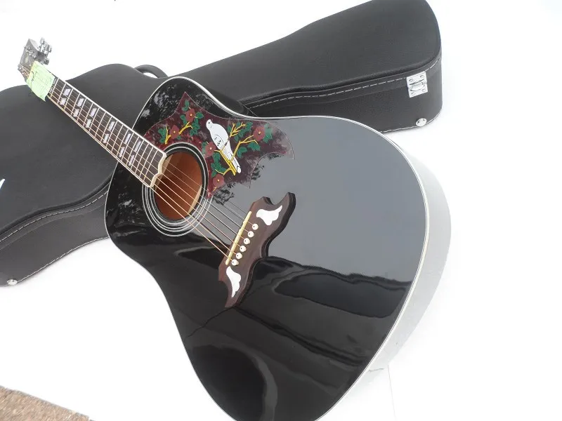 Gitarre mit Hartschalenkoffer!!! DOVE Fichtendecke GARANTIERT Naturholz Schwarz Akustikgitarre Kostenloser Versand