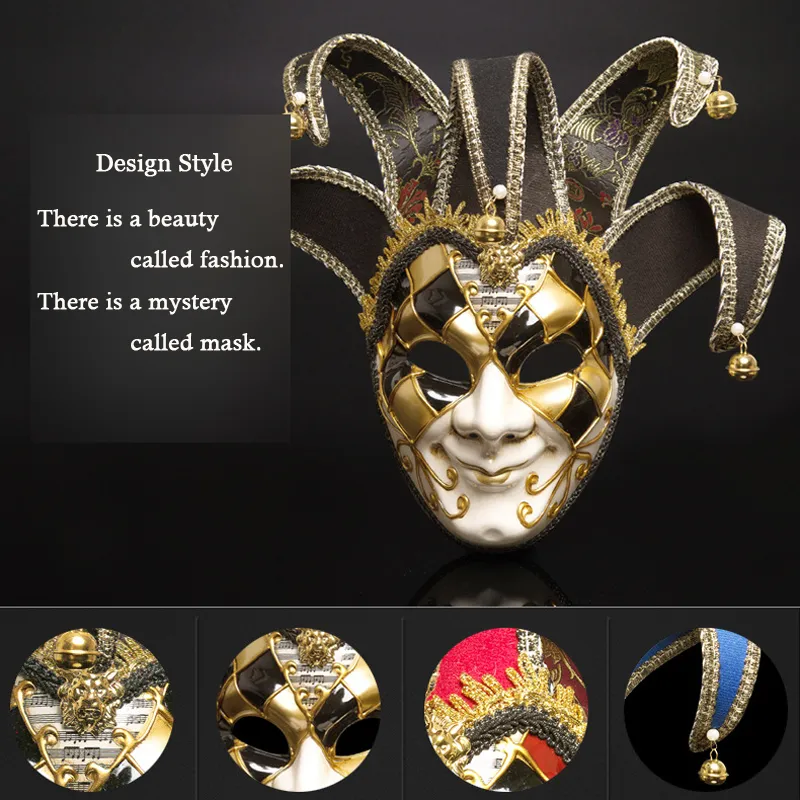 Italy Venice style mask 44*17cm Christmas masquerade Plastic Full Face Antique mask For Cosplay Night Club