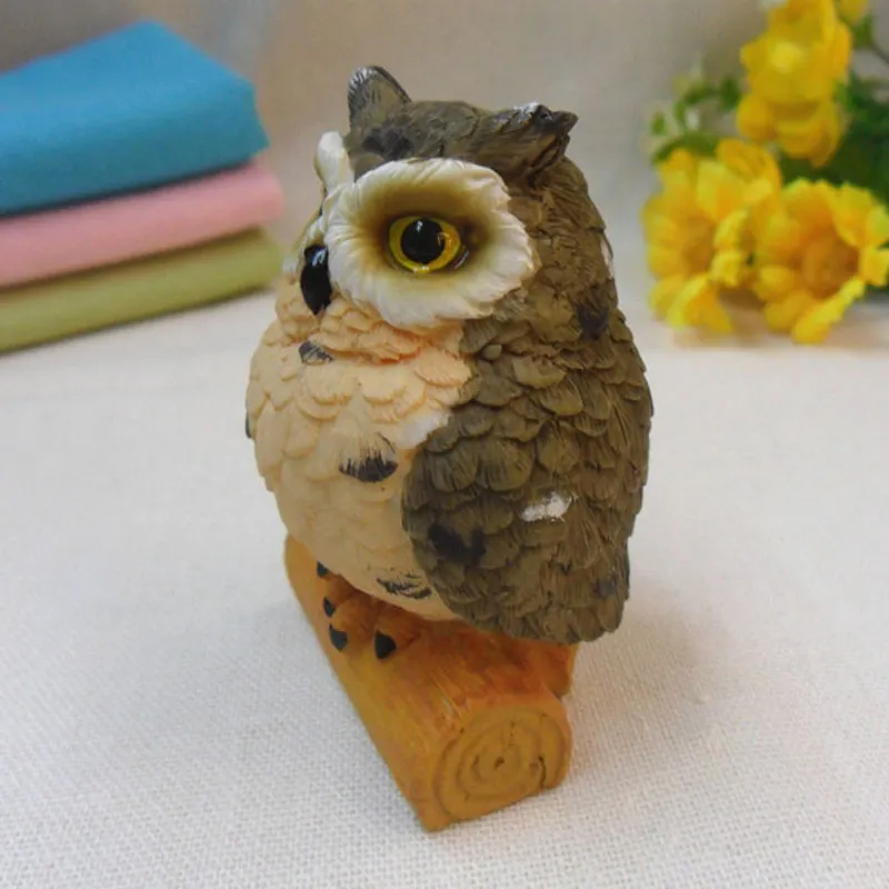 Artificial Animal Owl Miniature Fairy Garden Hem Hus Inredning Mini Craft Micro Landskapsarkitektur Dois DIY Tillbehör ZA5827