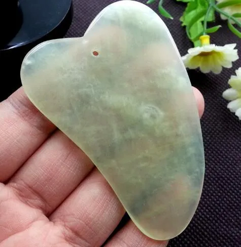 자연 Gua Sha Board Green Jade Stone Guasha Cure Acupuncture Massage Tool Body Body Case Relaintation Beauty Health Care Tool KD15388161