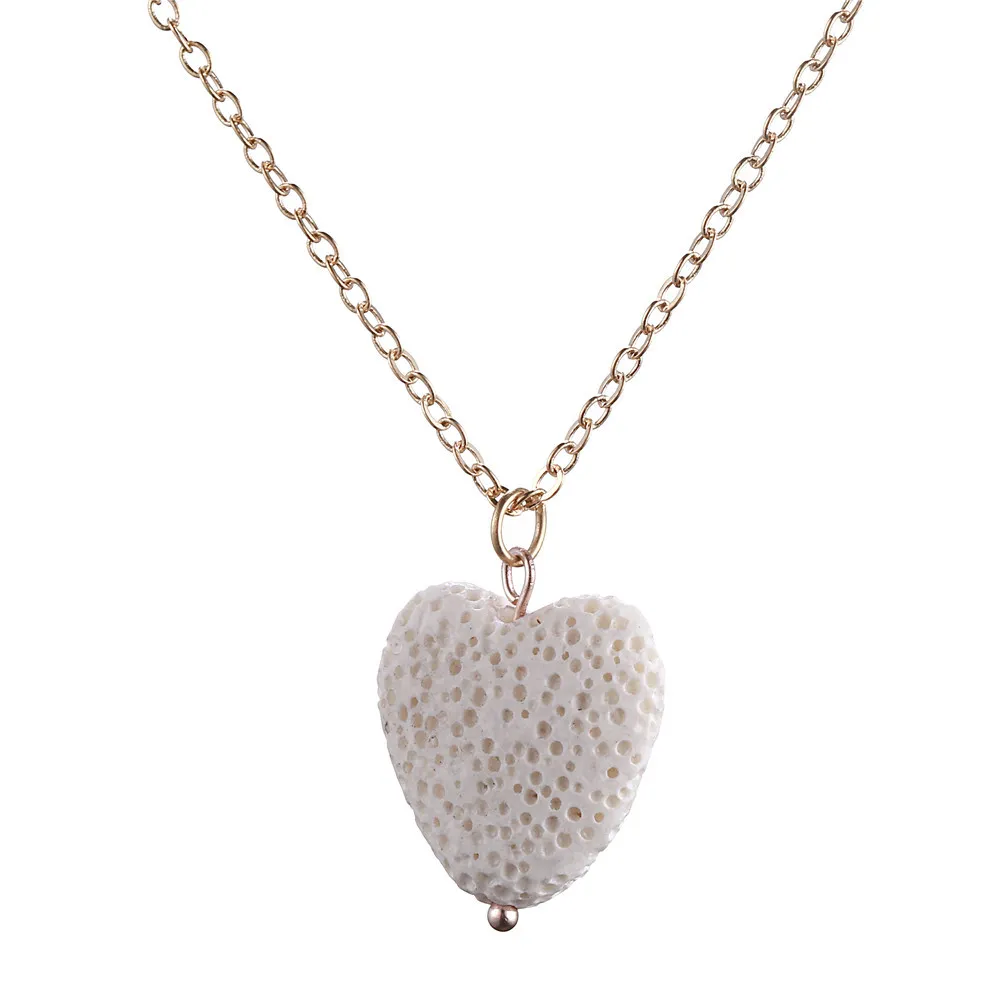 Mode 10 couleurs coeur amour pierre de lave collier aromathérapie huile essentielle parfum diffuseur pendentif collier pour femmes bijoux