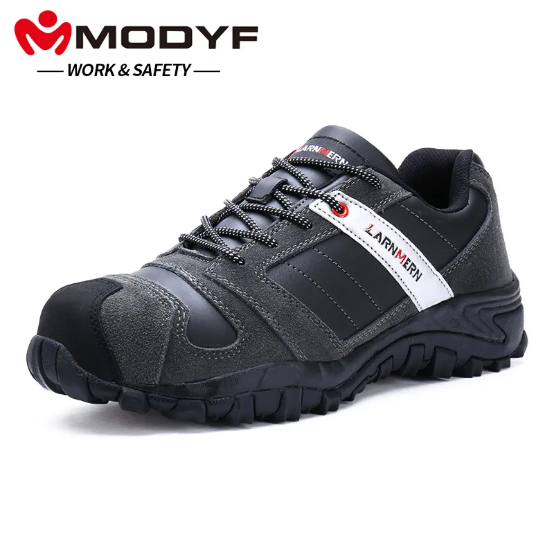 Modyf الرجال الصلب تو كاب العمل سلامة الأحذية جلد طبيعي عارضة المضادة للركل الأحذية في الهواء الطلق ثقب الرجل حذاء