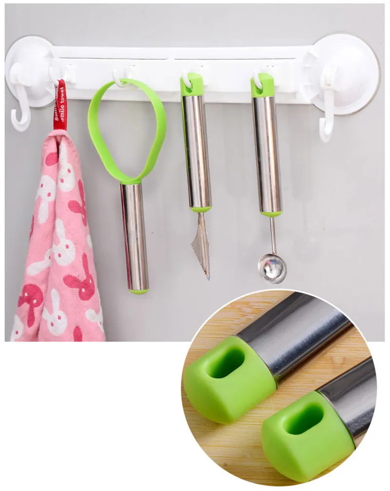 Rostfritt stål vattenmelon skivare set frukt snidverktyg kniv melon baller skopa för glass grönsak cantaloupe multi2546838