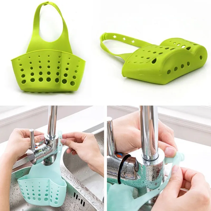 Sink Kraan Huisvesting Cradle Keukenplanken Badkamer Opknoping Drain Rack Houder Sponge Rag Organizer Opbergmand