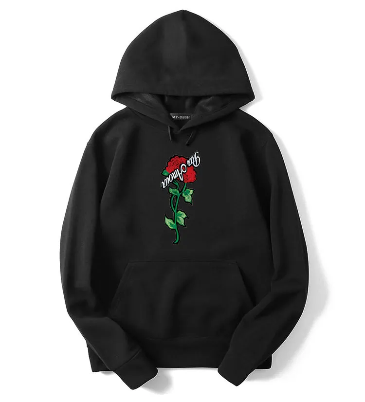 Black rose hotsell hoodie mens