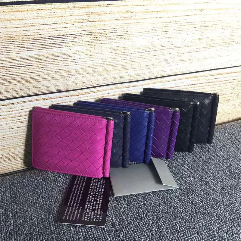 Plånbok för kreditkort Mens plånbok Läder Äkta Högkvalitativa Plånböcker Med Korthållare Pengar Clip Bi-Fold Card Case Hand-Woven VN Wallet
