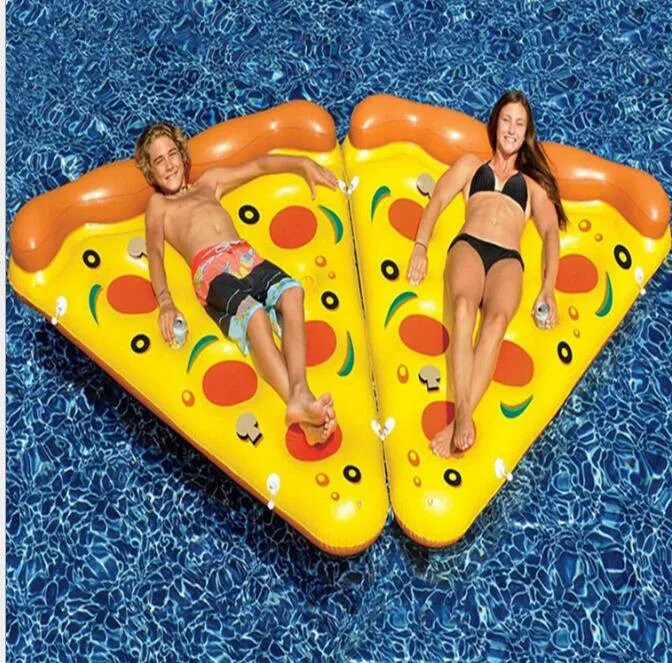 Swimming Pool Pizza Floats Bloddable Float Swim Tube Vuxen Vattenparti Pizza Madrass Vatten säng flytande radflotta lounge