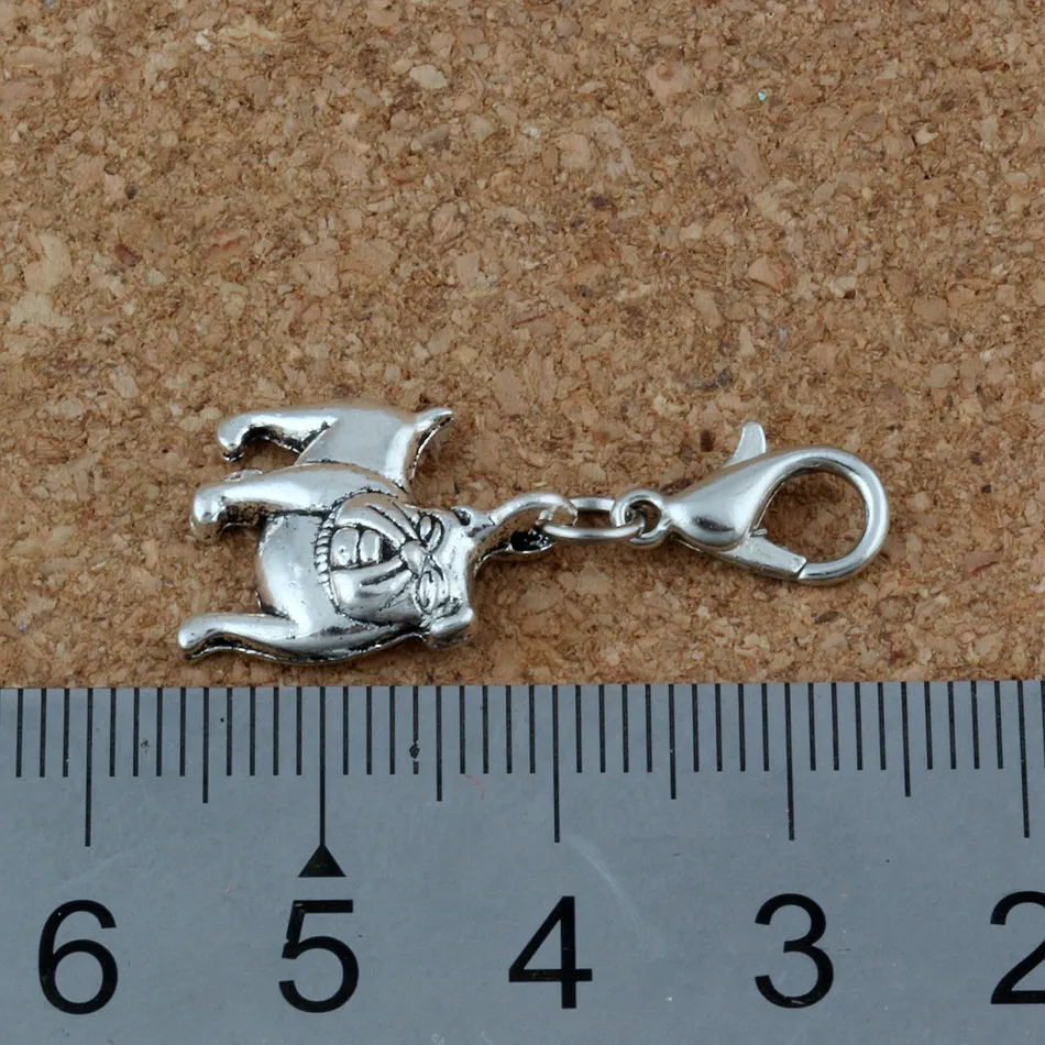 MIC 100 Pz Lega d'Argento Antico Simpatico Bulldog Charms Perline con Chiusura a Moschettone Bracciale con Ciondoli 13 x 31mm Gioielli Fai da Te A-225b264z