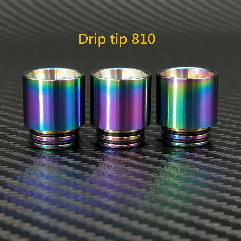 810 Drip Tips Couleur arc-en-ciel en acier inoxydable SS Drip Tip pour 810 filetage embout large TFV8 Prince réservoir atomiseur ampoule verre