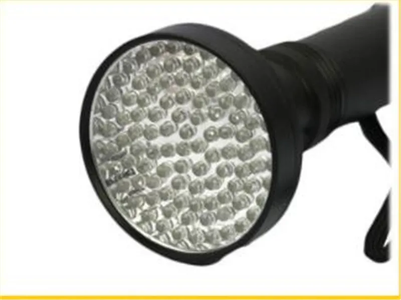 Siyah Gümüş 395-400nm 100LED UV El Feneri Blacklight Akrep Süper Parlak Algılama El Feneri Torch Taşınabilir Menekşe Işık Para Dedektörü