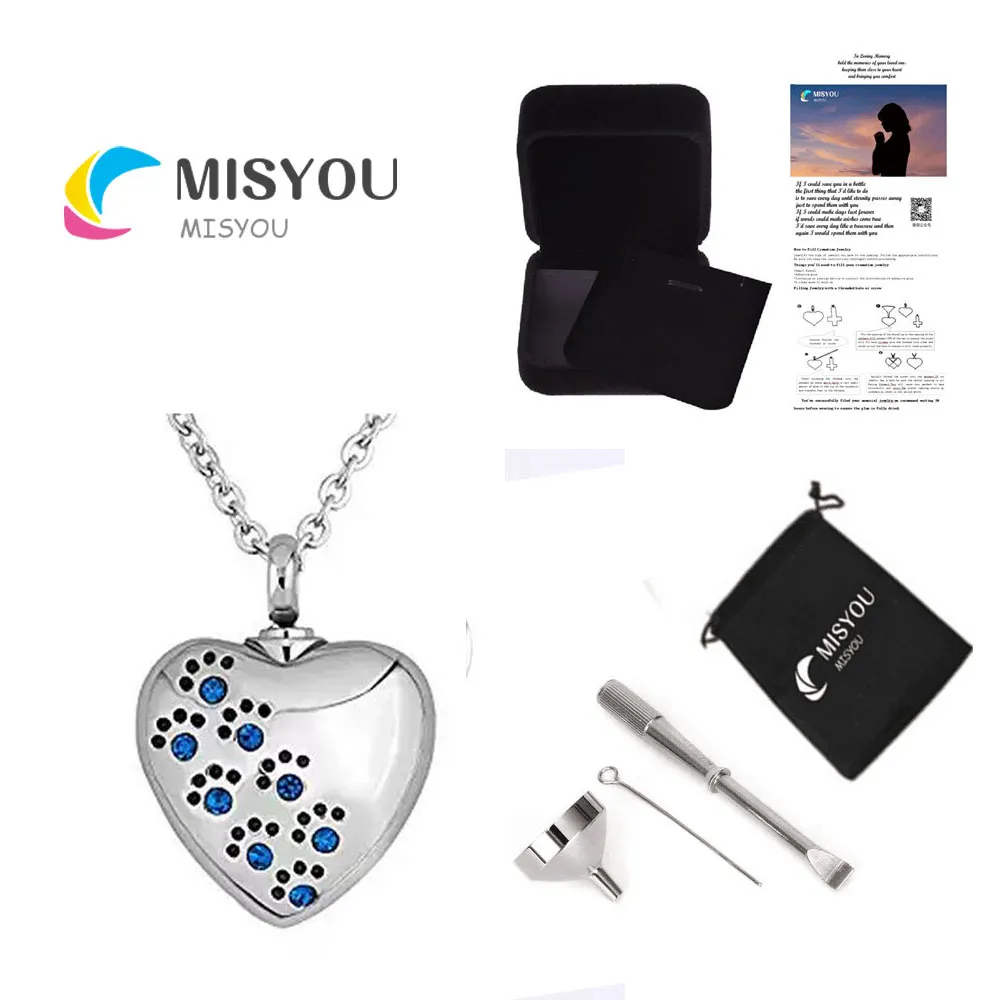 Crystal Paw Print в форме сердца в форме сердца для женщин пользовательские ювелирные изделия из нержавеющей стали ожерелье