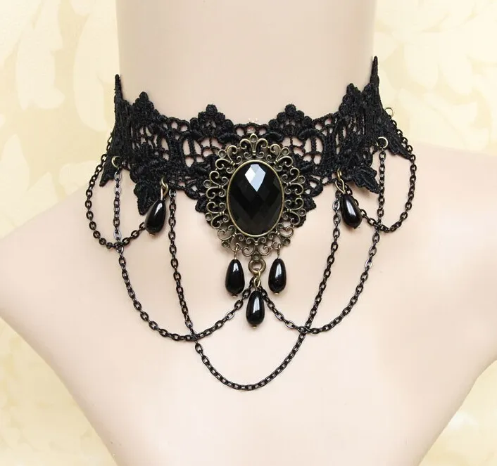 Sıcak Kadınlar Chocker Kolye Gotik Tarzı Dantel Kolye Düğün Takı Bayanlar Gerdanlık Punk Moda Vintage Püskül Yaka