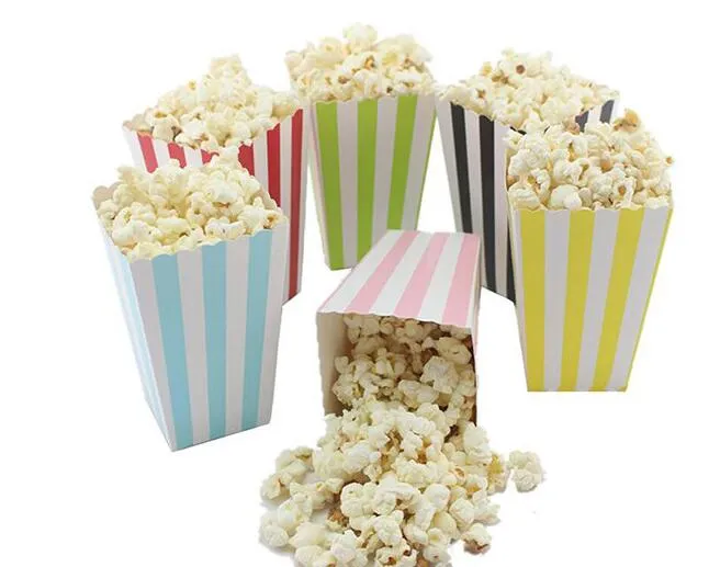 Wholesale Mini Party Paper Popcorn Boxes /Sanck Favor Bags Wedding Birthday Movie Party Supplies 7 Colors