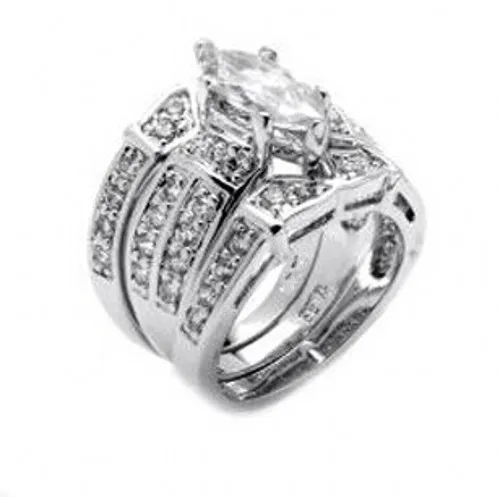 choucong Deluxe Lovers Diamonique Cz 14KT White Gold Filled 3 Wedding Ring Set Sz 5-11 Gift