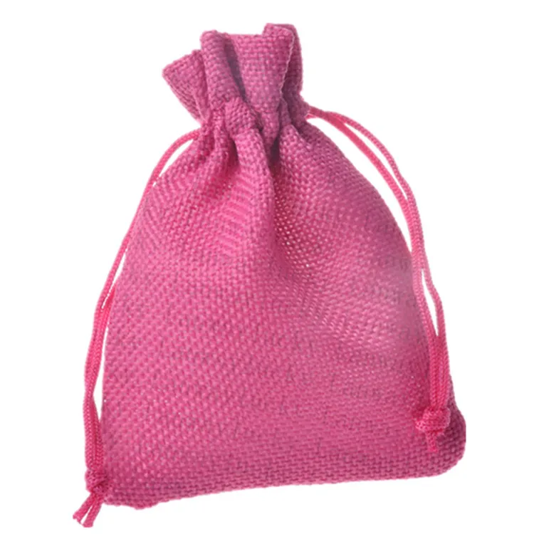 10 * 15cm色リネン巾着バッグ結婚式の好意作品DIYクリスマスパーティーギフトバッグ（3.9 * 5.9インチ）50個/ロット