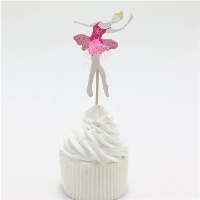 Neue Graceful Ballerina Cupcake Topper Tänzerin Kuchen Topper Kuchen Zubehör Mädchen Geburtstag Party Supplies 120 teile/los