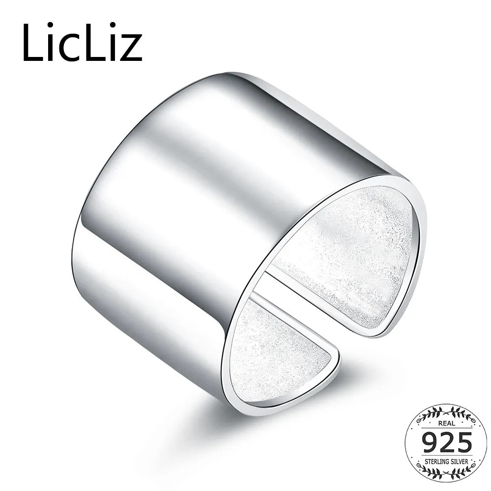 LicLiz 925 Sterling Silver Adjustable Ring For Women Rings Fingers Men Plain Open Party Jewelry Joyas de Plata 925 Bijoux LR0329 S18101001