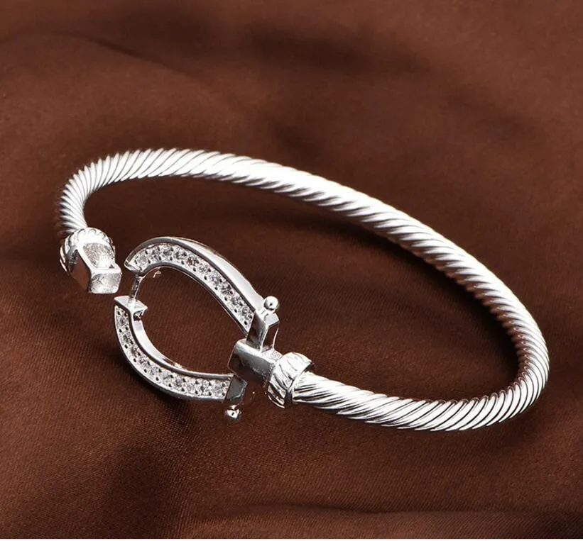 Luckyshine 6 Stück einzigartige antike weiße Zirkonia 925 Sterling Silber offene Armreifen Russland Australien USA Armreifen Armbänder Schmuck