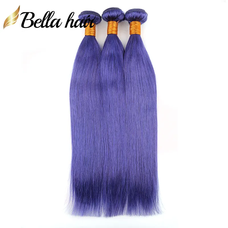 SALE 11A Colorful Hair Extensions Pink Blue Green Purple Grey Red 99J Colors Human Hair Weaves Bundles Julienchina BellaHair Factory Outlets Full Head