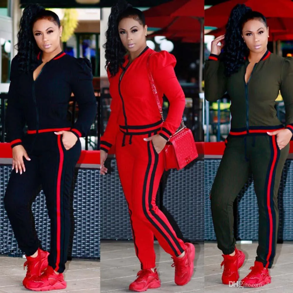 2018 outono womens plus size casual moda manga comprida de duas peças Jogger conjunto senhoras tracksuit suit suits