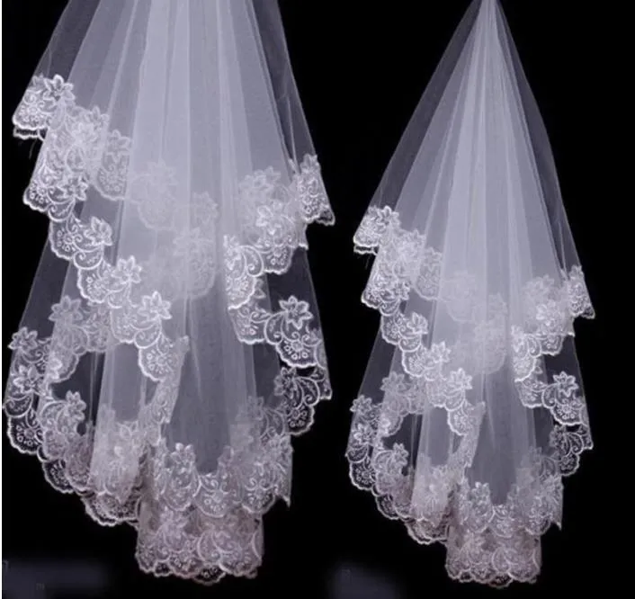 Bridal Veil 1,5 m Vit Singel Layer Lace Computer Lace